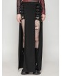 Dark in love Black Gothic Punk Metal Buckle Slit Long Skirt