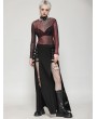 Dark in love Black Gothic Punk Metal Buckle Slit Long Skirt