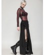 Dark in love Black Gothic Punk Metal Buckle Slit Long Skirt