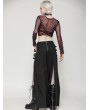 Dark in love Black Gothic Punk Metal Buckle Slit Long Skirt