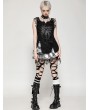 Dark in love Black and White Punk Checkered Asymmetrical Messy Net Mini Skirt