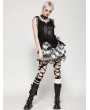 Dark in love Black and White Punk Checkered Asymmetrical Messy Net Mini Skirt