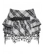 Dark in love Black and White Punk Checkered Asymmetrical Messy Net Mini Skirt