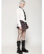 Dark in love Pink Plaid Gothic Studded Belt Pleated Mini Skirt