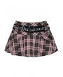 Dark in love Pink Plaid Gothic Studded Belt Pleated Mini Skirt