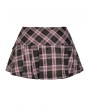 Dark in love Pink Plaid Gothic Studded Belt Pleated Mini Skirt