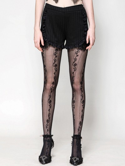 Dark in love Black Gothic Lace Trim Base Shorts for Women