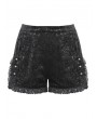 Dark in love Black Gothic Velvet Embossed Base Shorts for Women