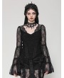 Dark in love Black Gothic Lace Long Bell-Sleeve Shirt for Women