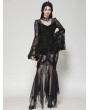 Dark in love Black Gothic Lace Long Bell-Sleeve Shirt for Women