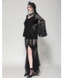 Dark in love Black Gothic Lace Long Bell-Sleeve Shirt for Women