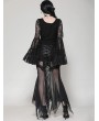 Dark in love Black Gothic Lace Long Bell-Sleeve Shirt for Women