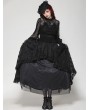 Dark in love Black Gothic Lace Shirred Waist Long Sleeve Shirt for Women