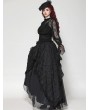 Dark in love Black Gothic Lace Shirred Waist Long Sleeve Shirt for Women