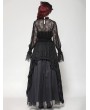 Dark in love Black Gothic Lace Shirred Waist Long Sleeve Shirt for Women