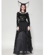 Dark in love Black Gothic Sexy Off-Shoulder Perspective Mesh Top for Women