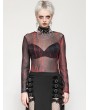 Dark in love Black and Red Tie-Dye Perspective Mesh Top for Women