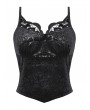 Dark in love Black Gothic Dark Embossed Velvet Camisole Top for Women