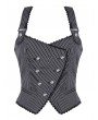 Dark in love Dark Gray Gothic Striped Academic Halter Asymmetrical Vest for Women