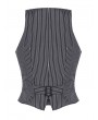 Dark in love Dark Gray Gothic Striped Academic Halter Asymmetrical Vest for Women