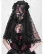 Eva Lady Black Gothic Elegant Lace Flowers Cross Mantilla Wedding Veil