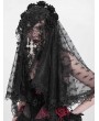 Eva Lady Black Gothic Elegant Lace Flowers Cross Mantilla Wedding Veil