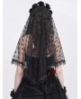 Eva Lady Black Gothic Elegant Lace Flowers Cross Mantilla Wedding Veil