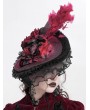 Eva Lady Black and Red Vintage Gothic Feather Rose Beaded Party Hat