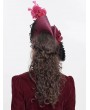 Eva Lady Black and Red Vintage Gothic Feather Rose Beaded Party Hat