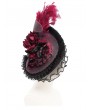 Eva Lady Black and Red Vintage Gothic Feather Rose Beaded Party Hat