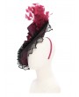 Eva Lady Black and Red Vintage Gothic Feather Rose Beaded Party Hat