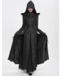 Eva Lady Black Gothic Double Breasted Extra Long Hooded Coat for Women