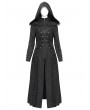 Eva Lady Black Gothic Double Breasted Extra Long Hooded Coat for Women