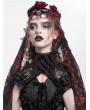 Eva Lady Red and Black Gothic Retro Ruffled Lace Gloves for Women