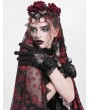 Eva Lady Red and Black Gothic Retro Ruffled Lace Gloves for Women