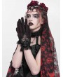 Eva Lady Red and Black Gothic Retro Ruffled Lace Gloves for Women