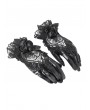 Eva Lady Black Gothic Retro Ruffled Lace Faux Leather Gloves for Women