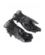 Eva Lady Black Gothic Retro Ruffled Lace Faux Leather Gloves for Women