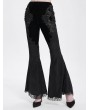 Eva Lady Black Gothic Lace Applique Velvet Long Flared Pants for Women