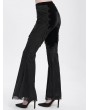 Eva Lady Black Gothic Lace Applique Velvet Long Flared Pants for Women