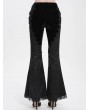 Eva Lady Black Gothic Lace Applique Velvet Long Flared Pants for Women