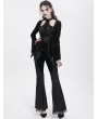 Eva Lady Black Gothic Lace Applique Velvet Long Flared Pants for Women