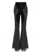 Eva Lady Black Gothic Lace Applique Velvet Long Flared Pants for Women