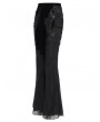 Eva Lady Black Gothic Lace Applique Velvet Long Flared Pants for Women