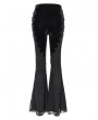 Eva Lady Black Gothic Lace Applique Velvet Long Flared Pants for Women