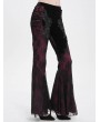 Eva Lady Black and Red Gothic Lace Applique Velvet Long Flared Pants for Women