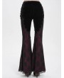 Eva Lady Black and Red Gothic Lace Applique Velvet Long Flared Pants for Women