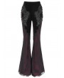 Eva Lady Black and Red Gothic Lace Applique Velvet Long Flared Pants for Women