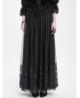 Eva Lady Black Gothic Elegant Lace Applique Mesh Maxi Skirt