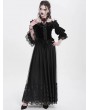 Eva Lady Black Gothic Elegant Lace Applique Mesh Maxi Skirt